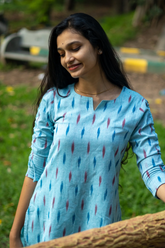 Azure ikkat Kurti